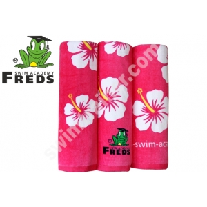 FREDS SWIM ACADEMY SUN & FUN RĘCZNIK HIBISKUS Z WELURU RÓŻOWY 70x140