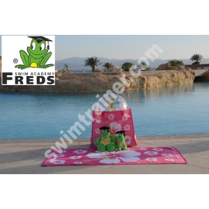 FREDS SWIM ACADEMY SUN & FUN RĘCZNIK HIBISKUS Z WELURU RÓŻOWY 70x140